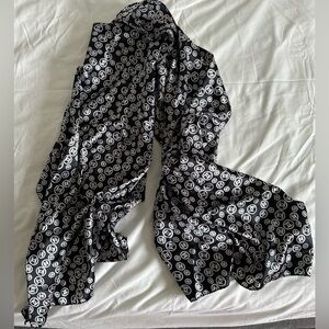 Chanel Silk Scarf  with black background & white detail